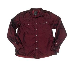 Guess Medium Long Sleeve Button Up Dress Shirt Purple Black Casual Patch